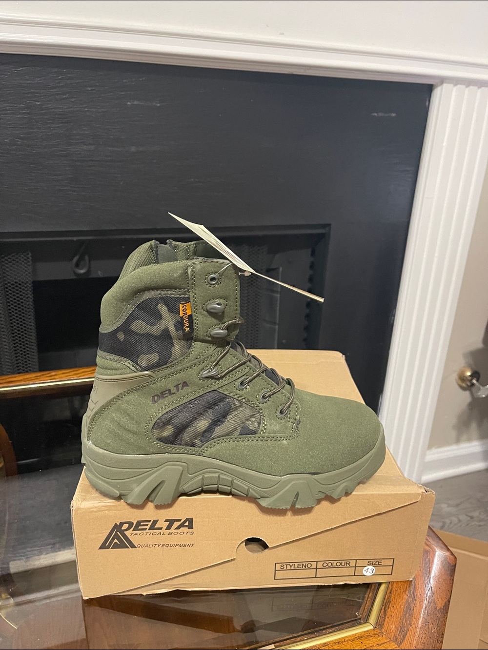 Delta Olive Green Tactical Boot with Camo Panels